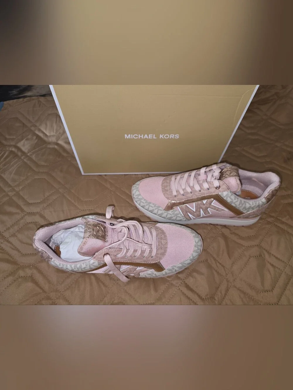 Michael Kors Pink and Rose Gold Logo Runner Sneakers